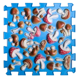 Ortek Masážní podložka Puzzle Houby Barevné Modré