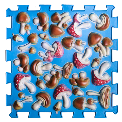 Ortek Masážní podložka Puzzle Houby Barevné Modré